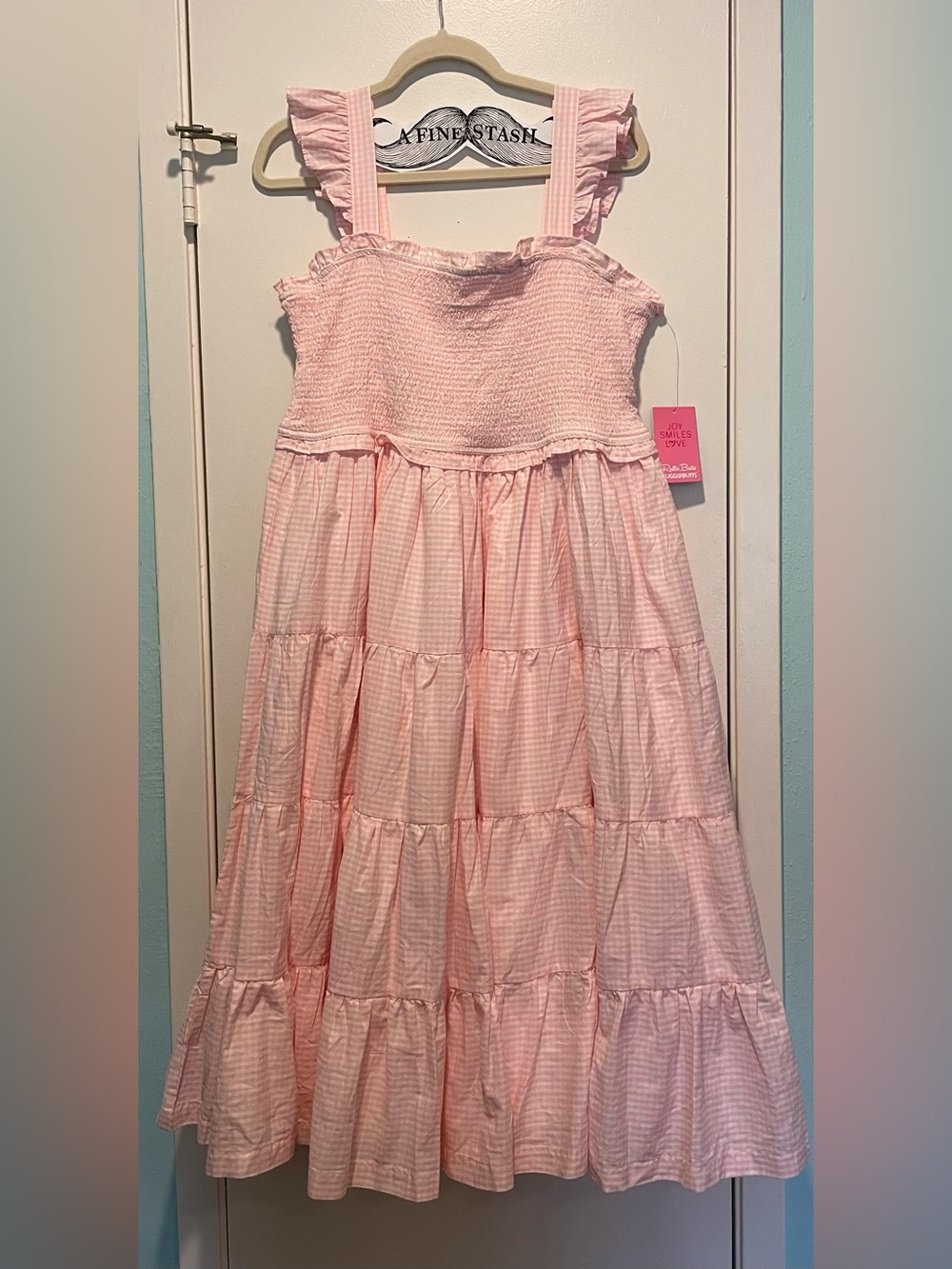 NWT RuffleButts Women's Smocked Flutter Strap Dress Pink XL
